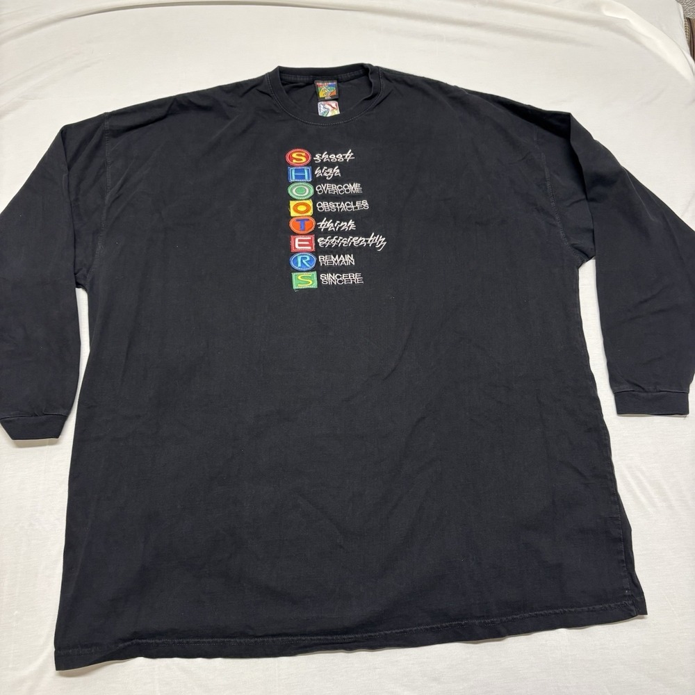 Vintage Shooters Sports Urban Embroidery 90s Hip Hop DMV T Shirt Long Sleeve 4XL